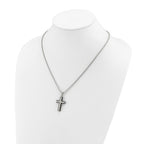 Men's Black Ion-Plated Polished Cross Stainless Steel Box Chain Necklace 2mm