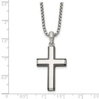 Men's Black Ion-Plated Polished Cross Stainless Steel Box Chain Necklace 2mm