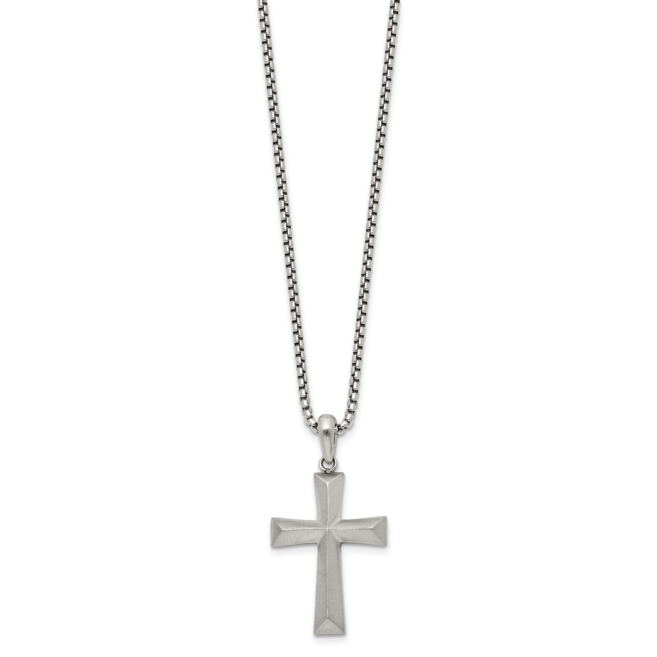 Men's Brushed Cross Stainless Steel Box Chain Necklace 1.8mm Secondary image