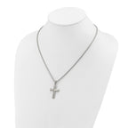 Men's Brushed Cross Stainless Steel Box Chain Necklace 1.8mm