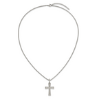 Men's Brushed Cross Stainless Steel Box Chain Necklace 1.8mm