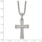 Men's Brushed Cross Stainless Steel Box Chain Necklace 1.8mm