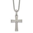Men's Brushed Cross Stainless Steel Box Chain Necklace 1.8mm