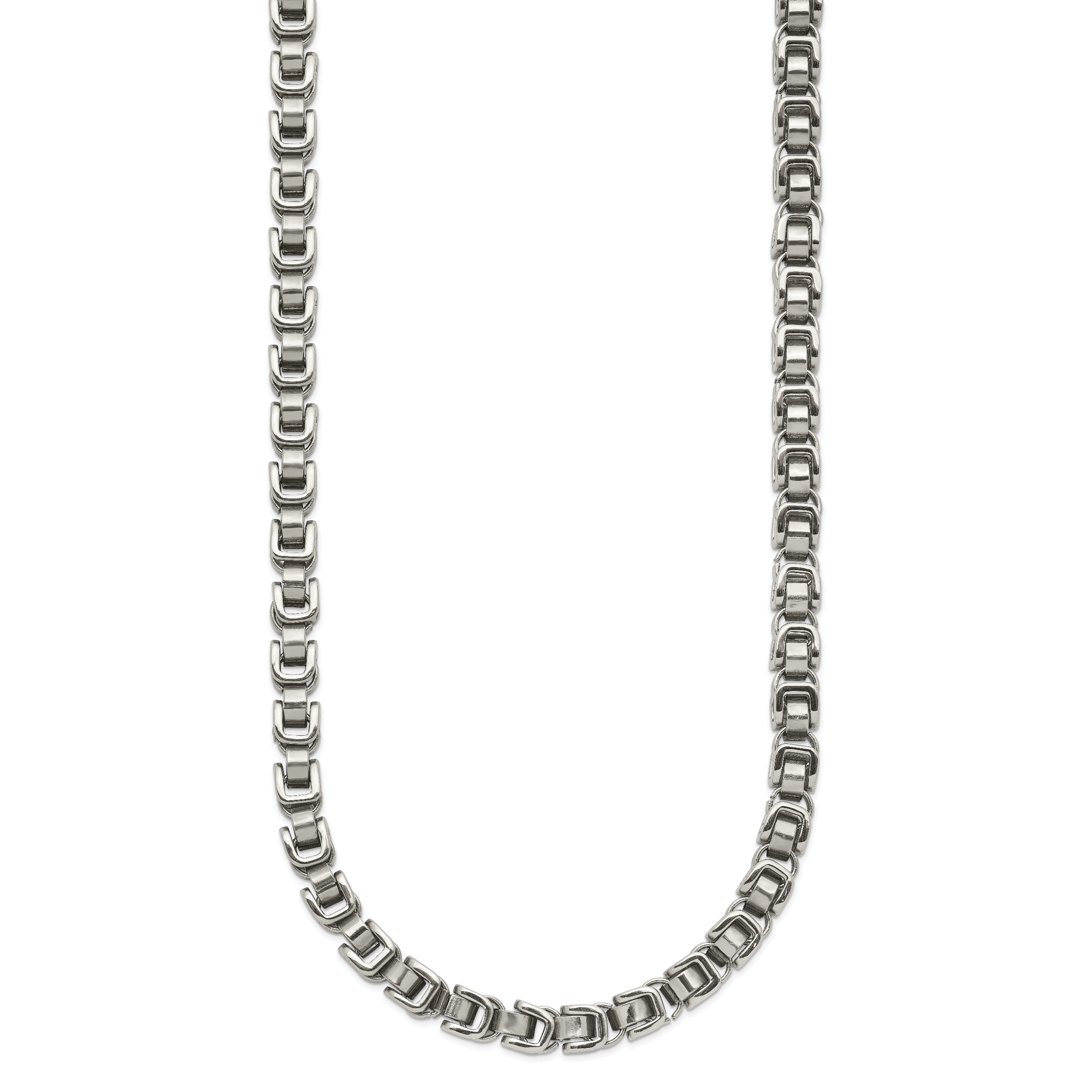 Men's Polished Stainless Steel Open Link Chain Necklace 5mm Secondary image