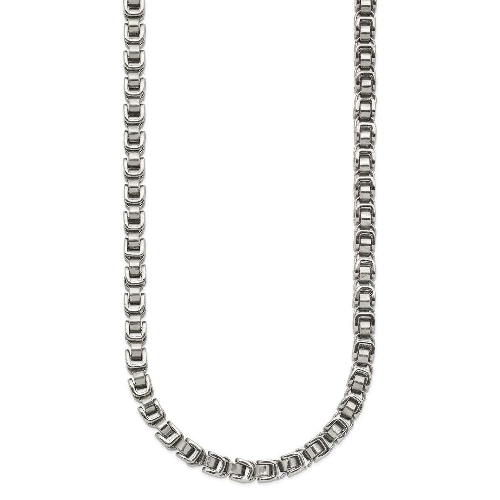 Men's Polished Stainless Steel Open Link Chain Necklace 5mm