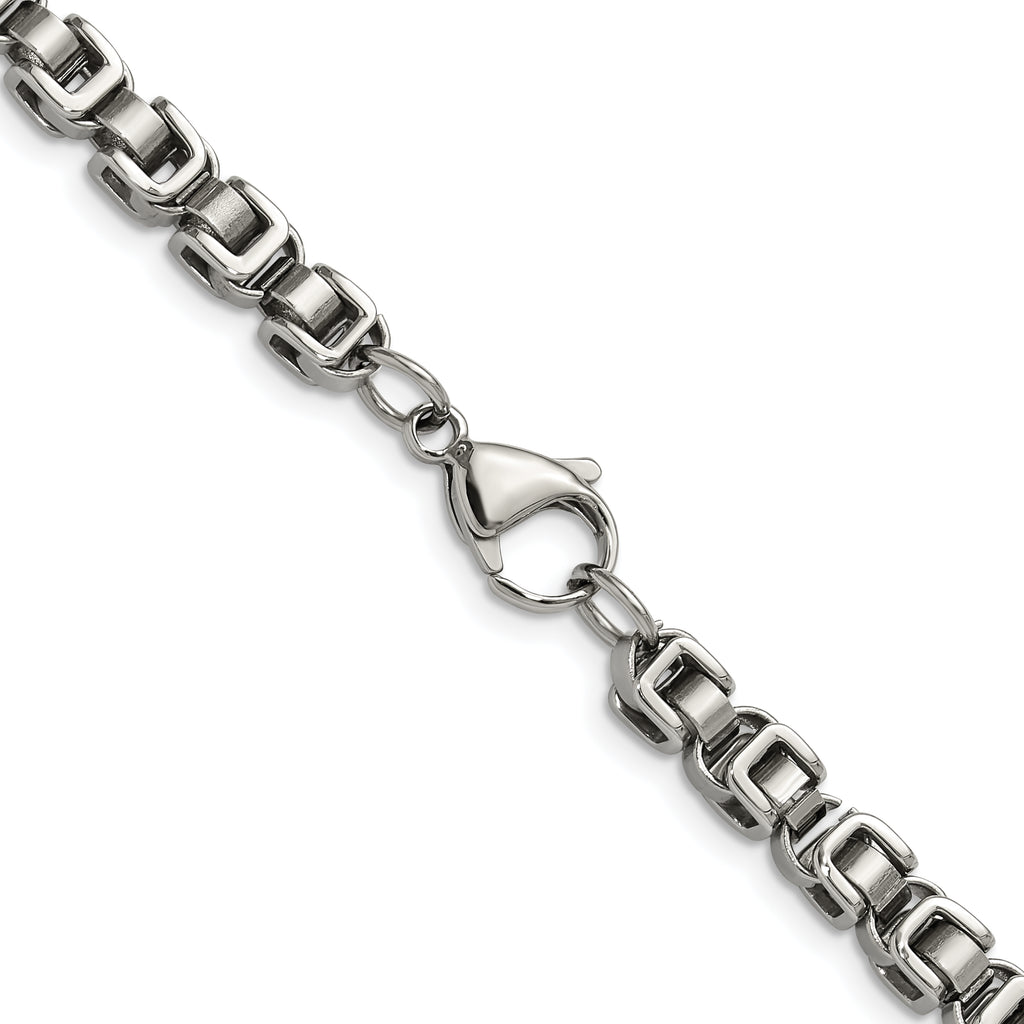 Men's Polished Stainless Steel Open Link Chain Necklace 5mm