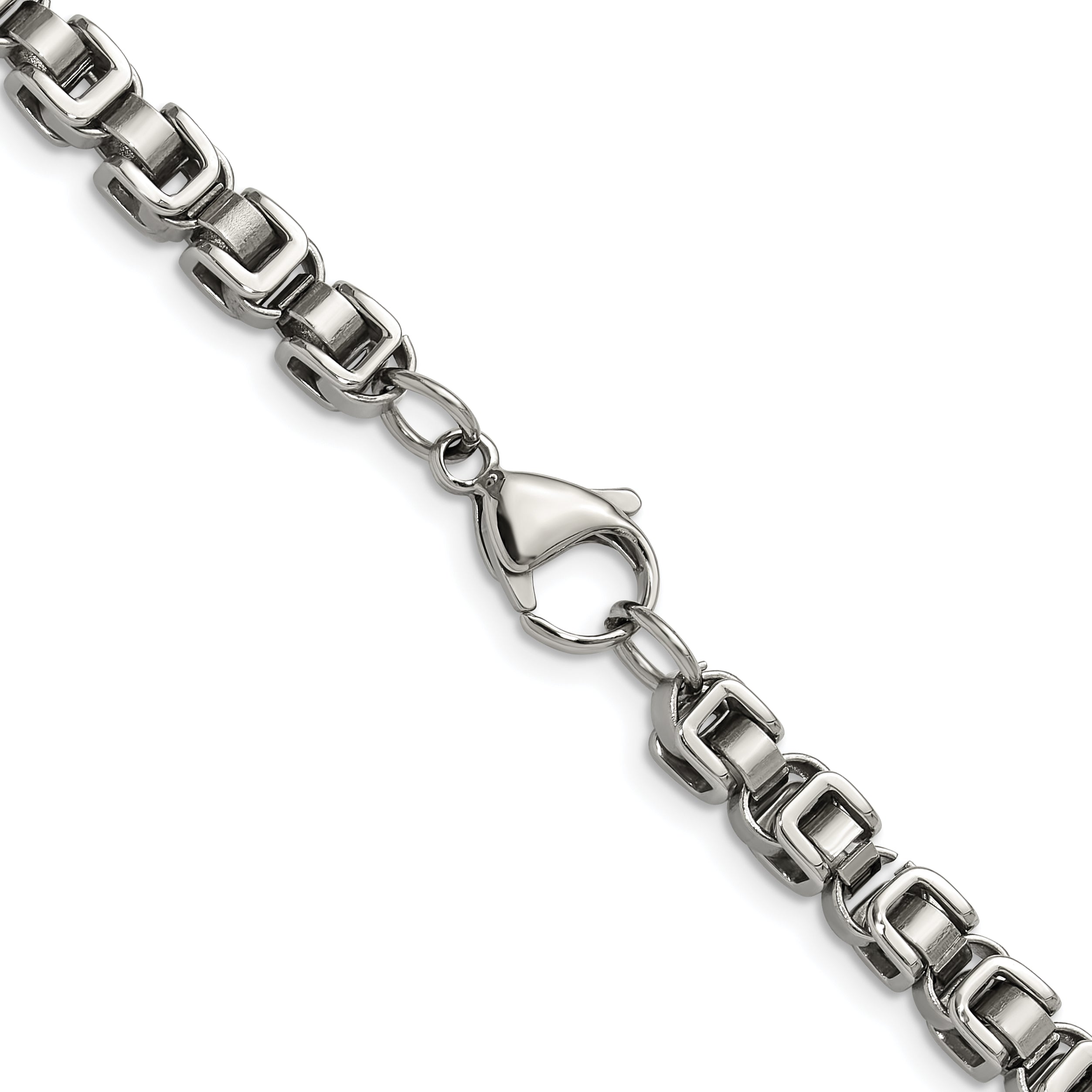 Men's Polished Stainless Steel Open Link Chain Necklace 5mm