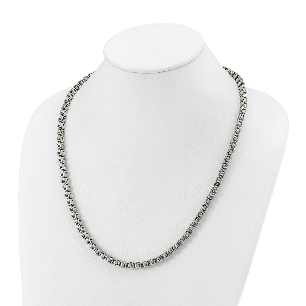 Men's Polished Stainless Steel Open Link Chain Necklace 5mm