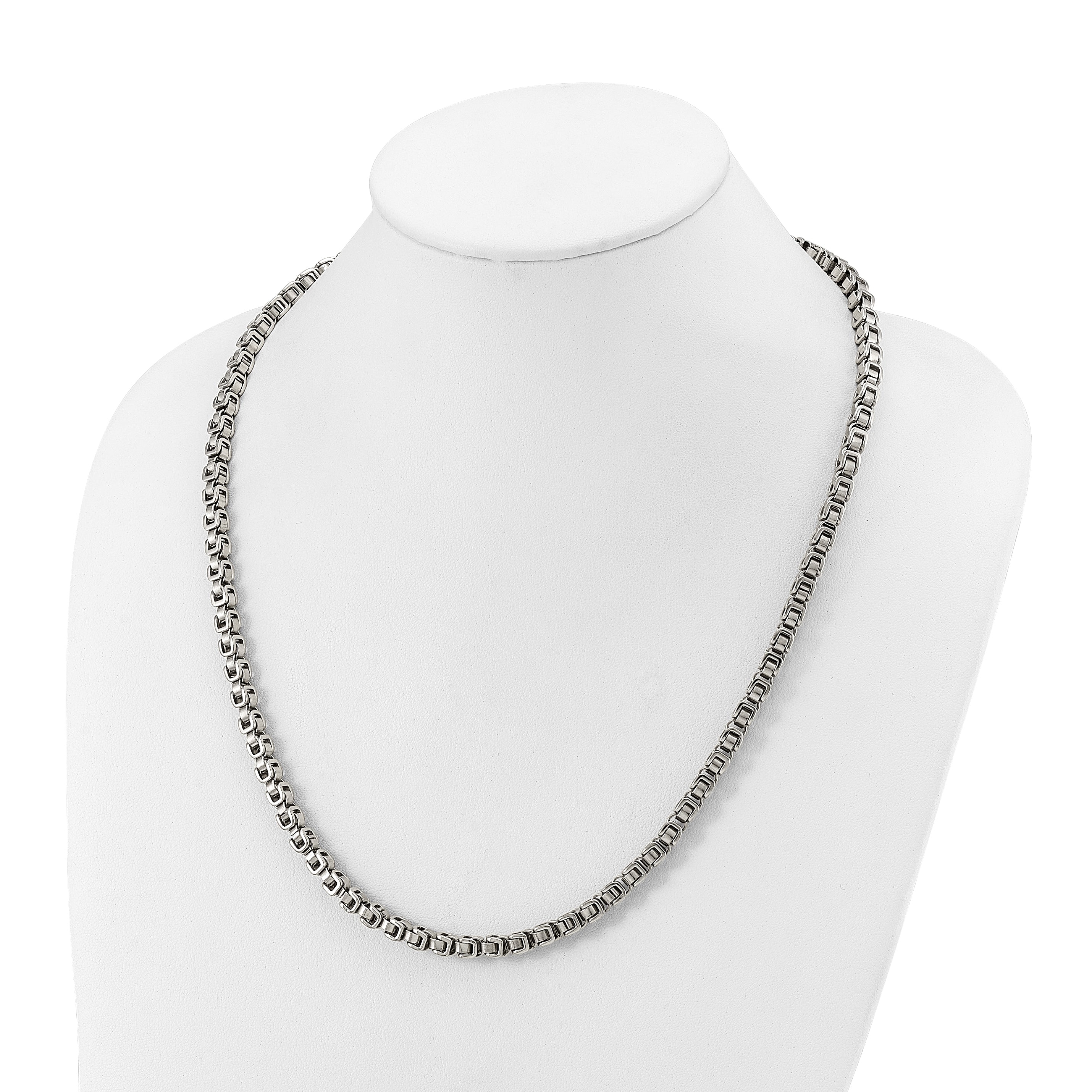 Men's Polished Stainless Steel Open Link Chain Necklace 5mm