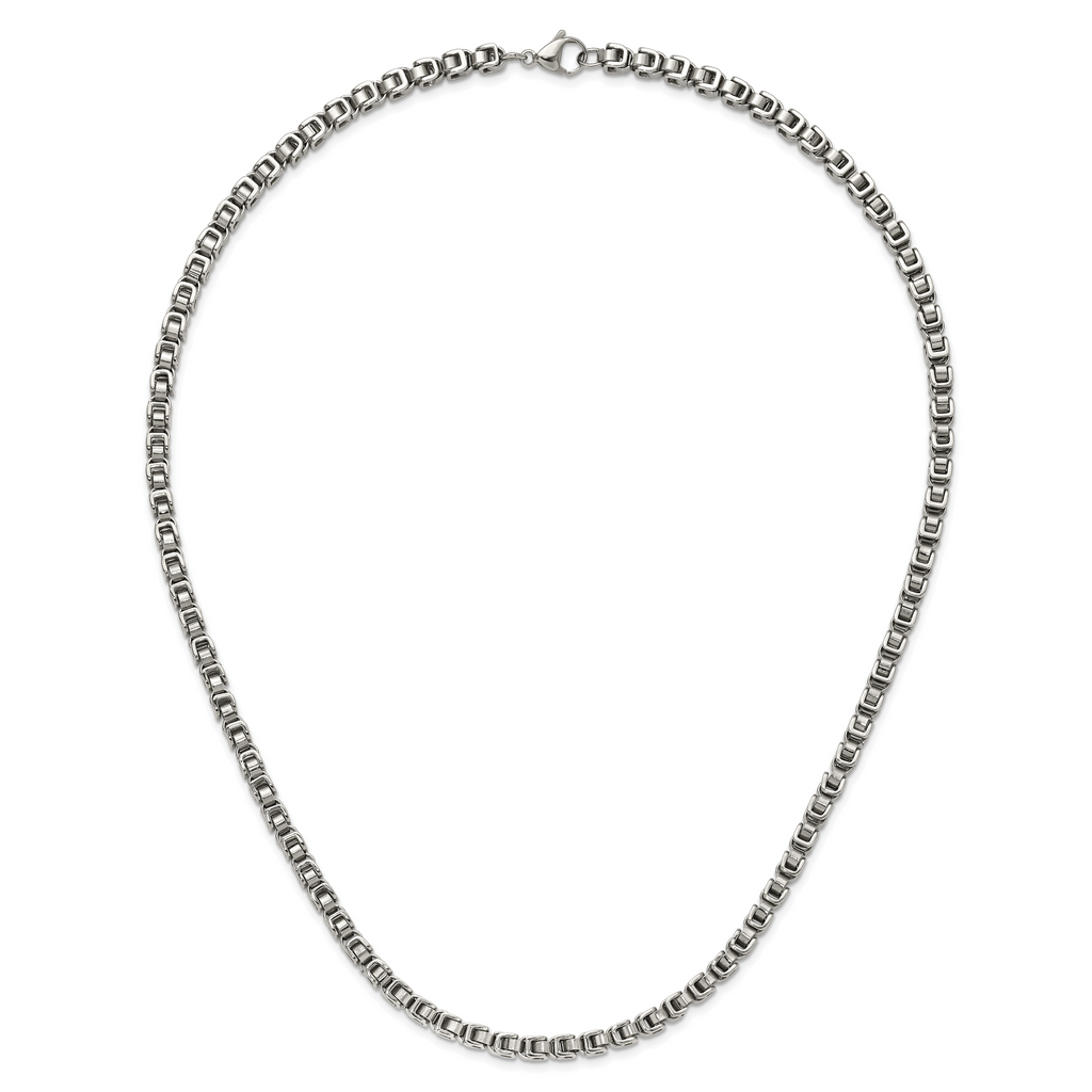 Men's Polished Stainless Steel Open Link Chain Necklace 5mm