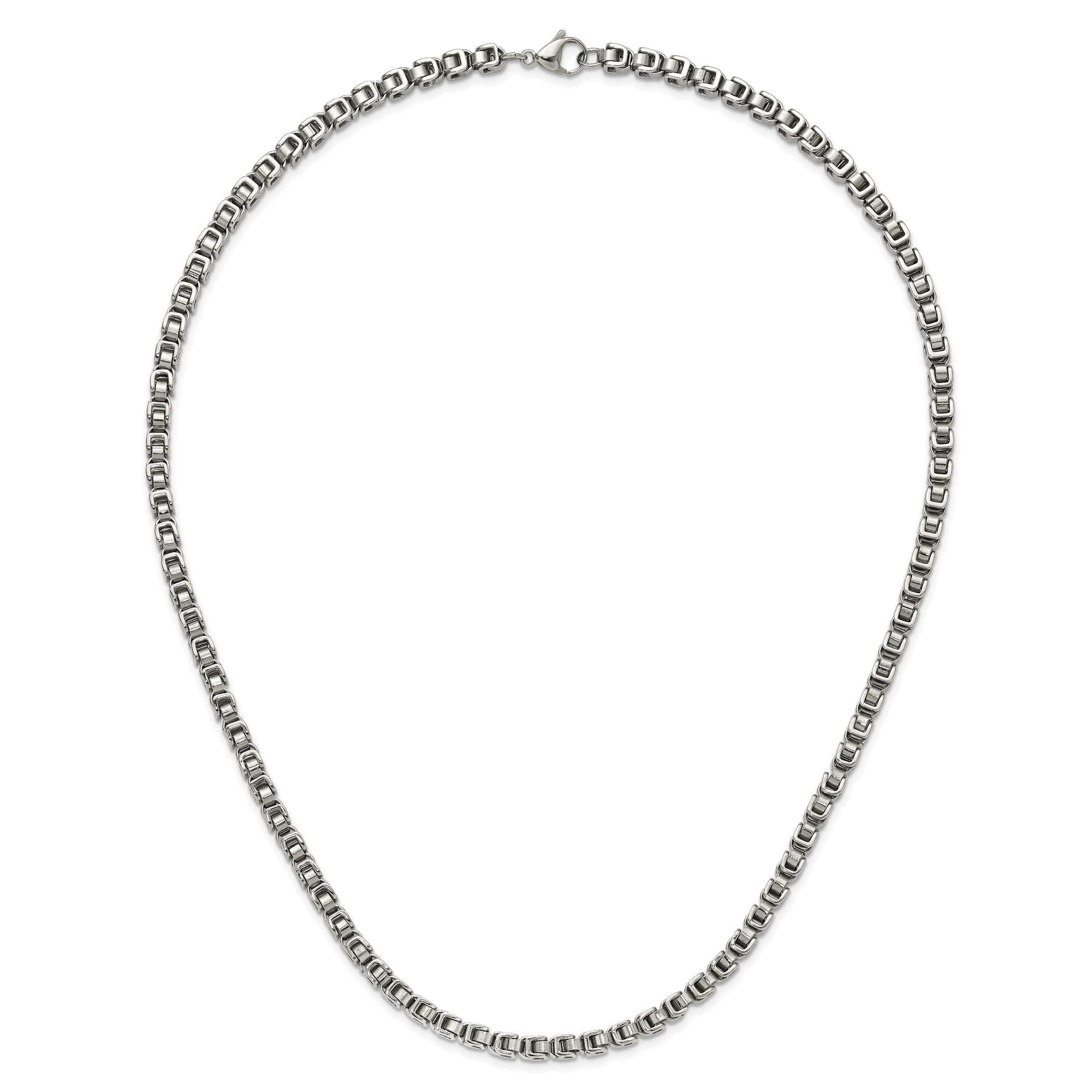Men's Polished Stainless Steel Open Link Chain Necklace 5mm