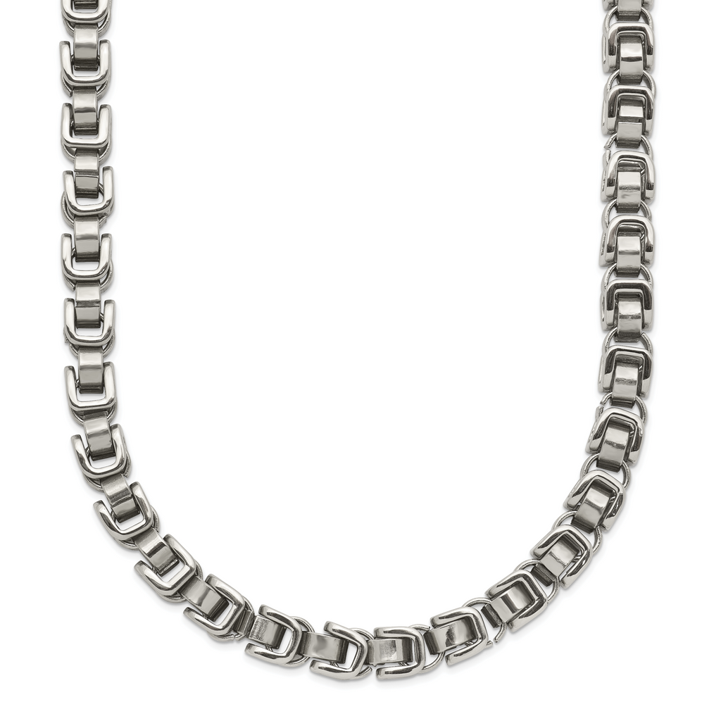 Men's Polished Stainless Steel Open Link Chain Necklace 5mm