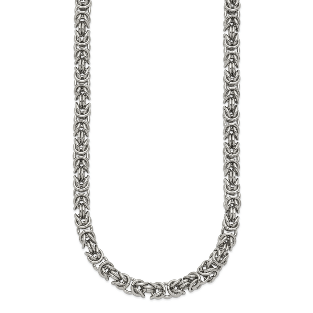 Men's Polished Byzantine Stainless Steel Chain Necklace 6mm