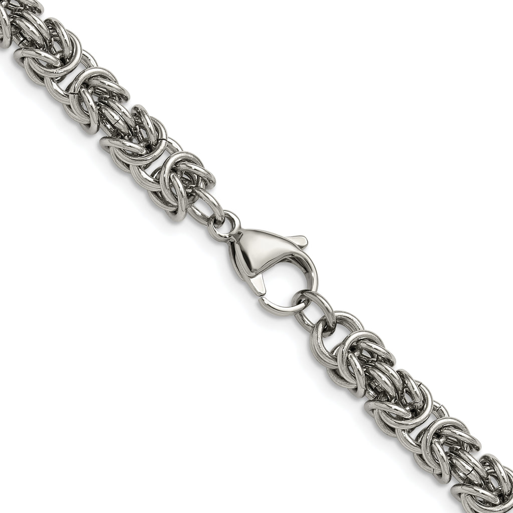 Men's Polished Byzantine Stainless Steel Chain Necklace 6mm