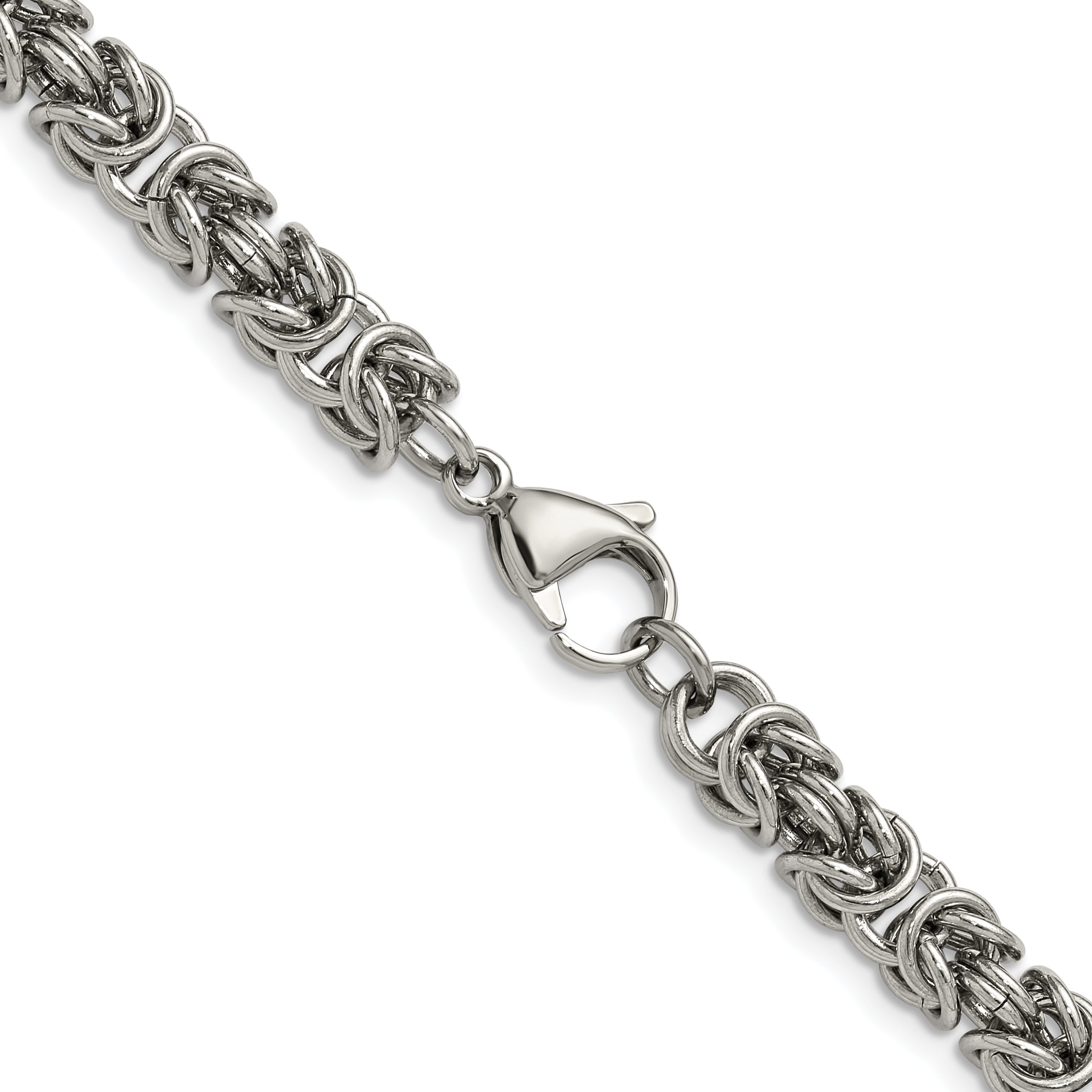 Men's Polished Byzantine Stainless Steel Chain Necklace 6mm