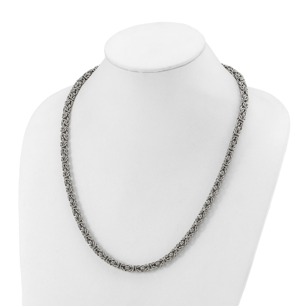 Men's Polished Byzantine Stainless Steel Chain Necklace 6mm