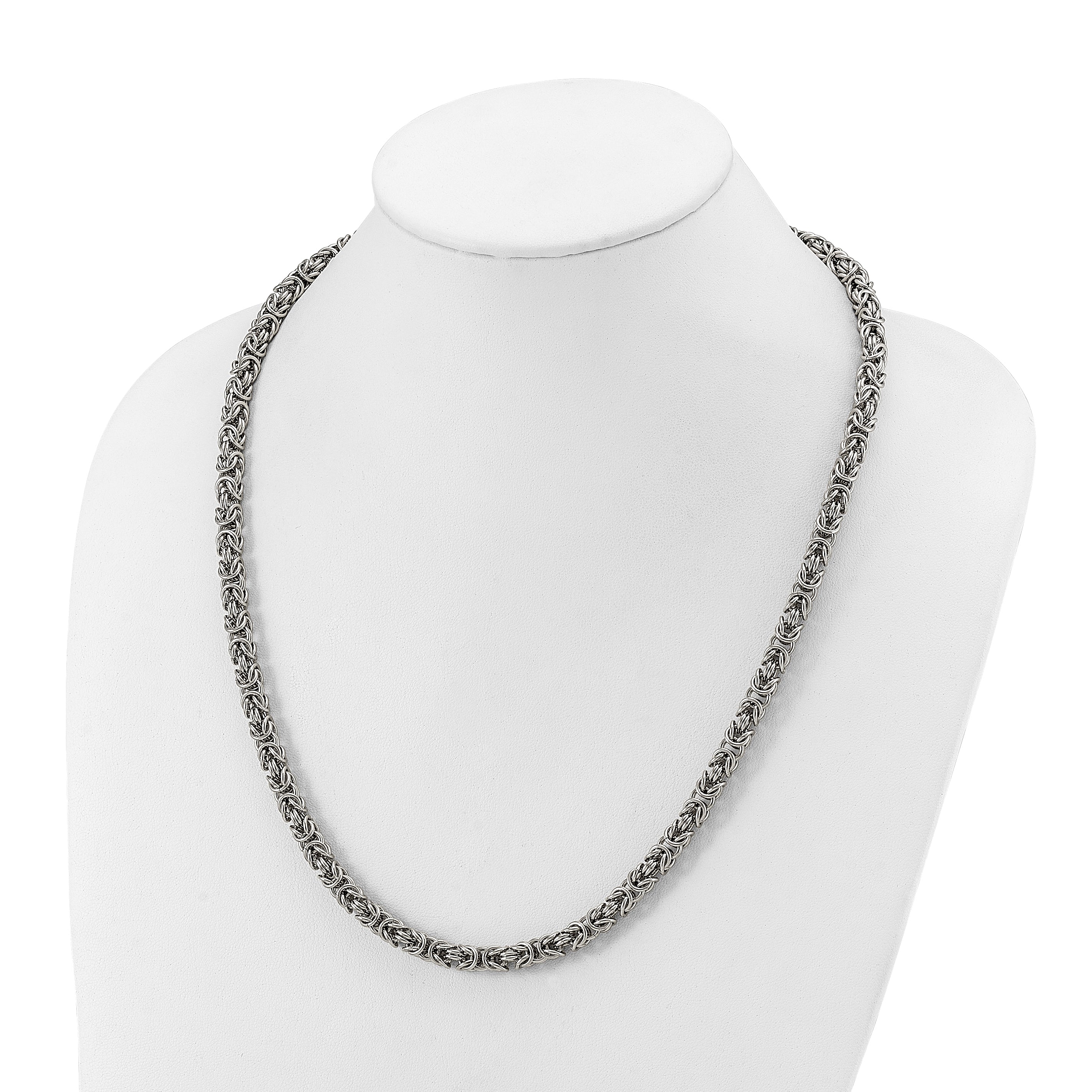 Men's Polished Byzantine Stainless Steel Chain Necklace 6mm