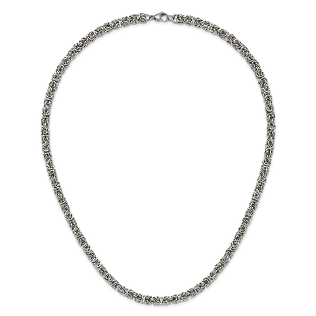 Men's Polished Byzantine Stainless Steel Chain Necklace 6mm