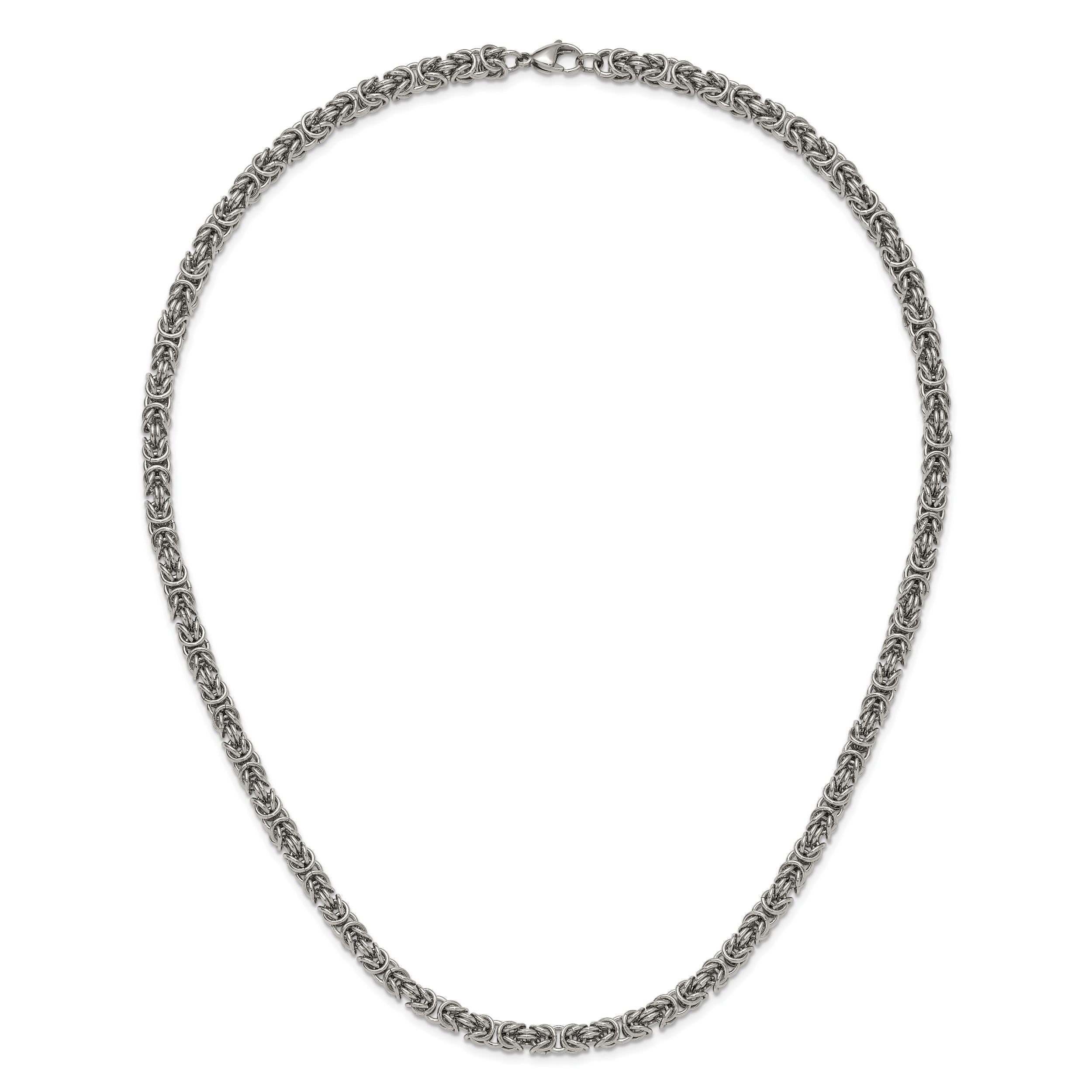 Men's Polished Byzantine Stainless Steel Chain Necklace 6mm