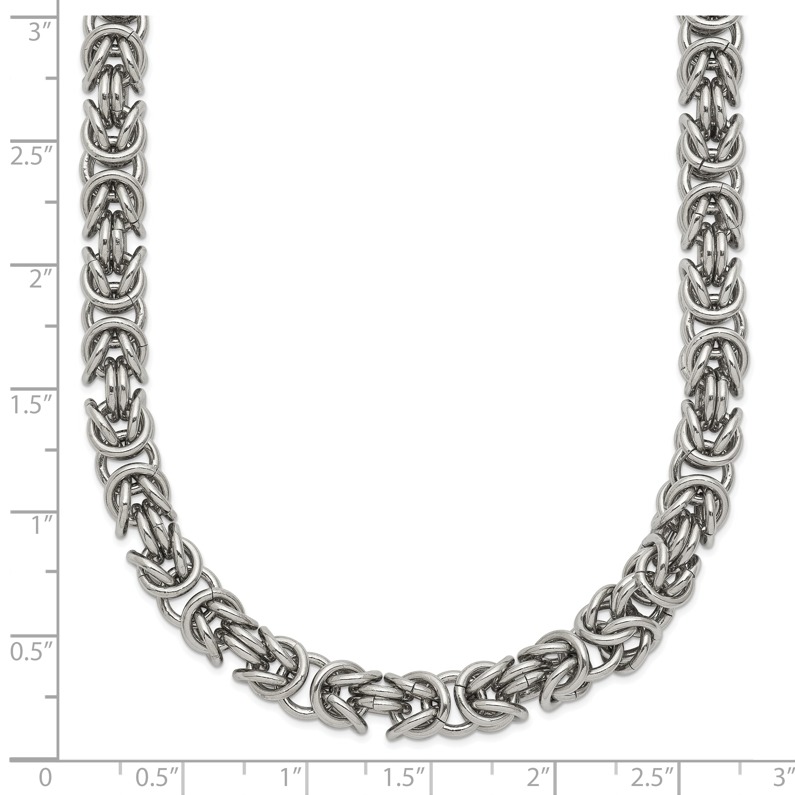 Men's Polished Byzantine Stainless Steel Chain Necklace 6mm