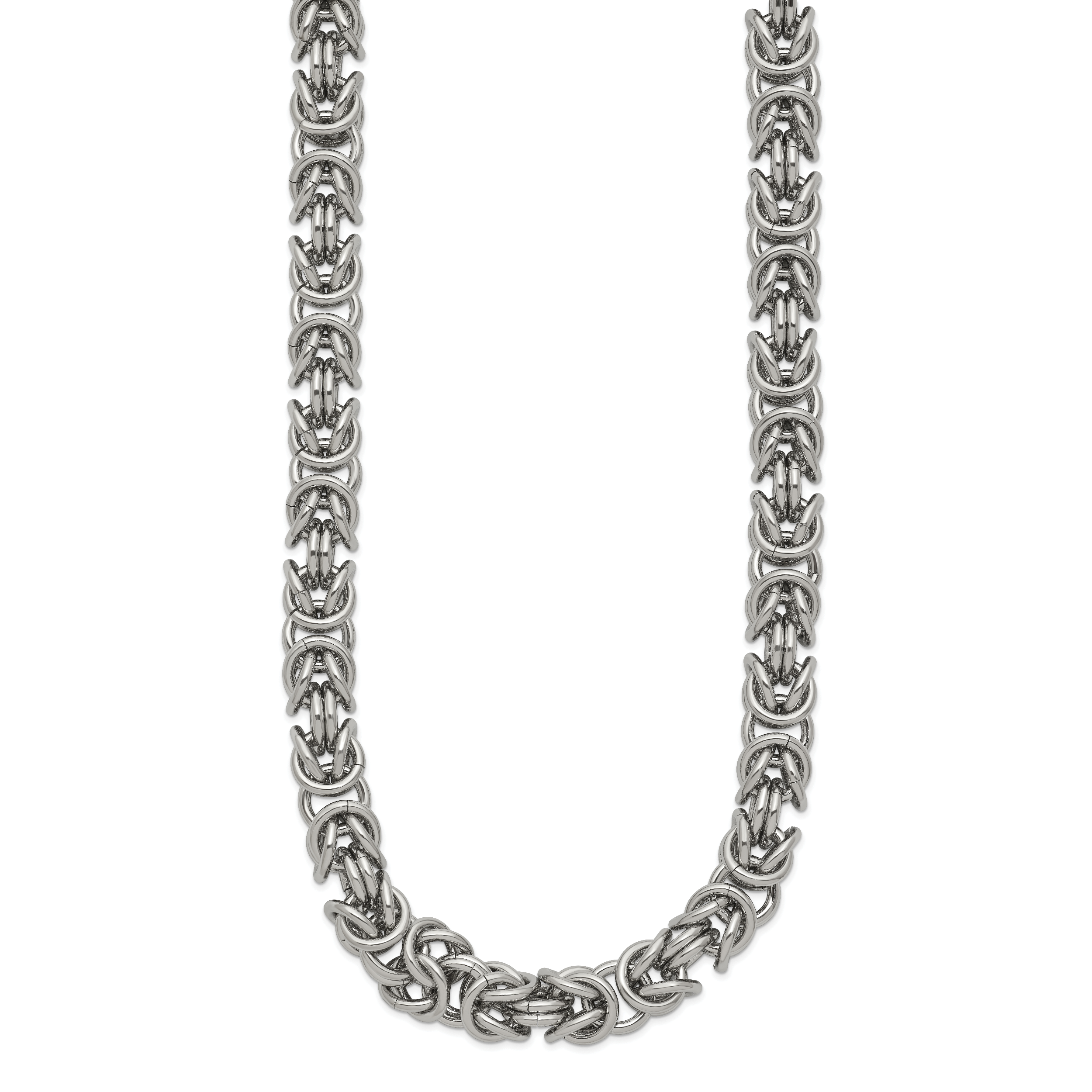 Men's Polished Byzantine Stainless Steel Chain Necklace 8mm Secondary image