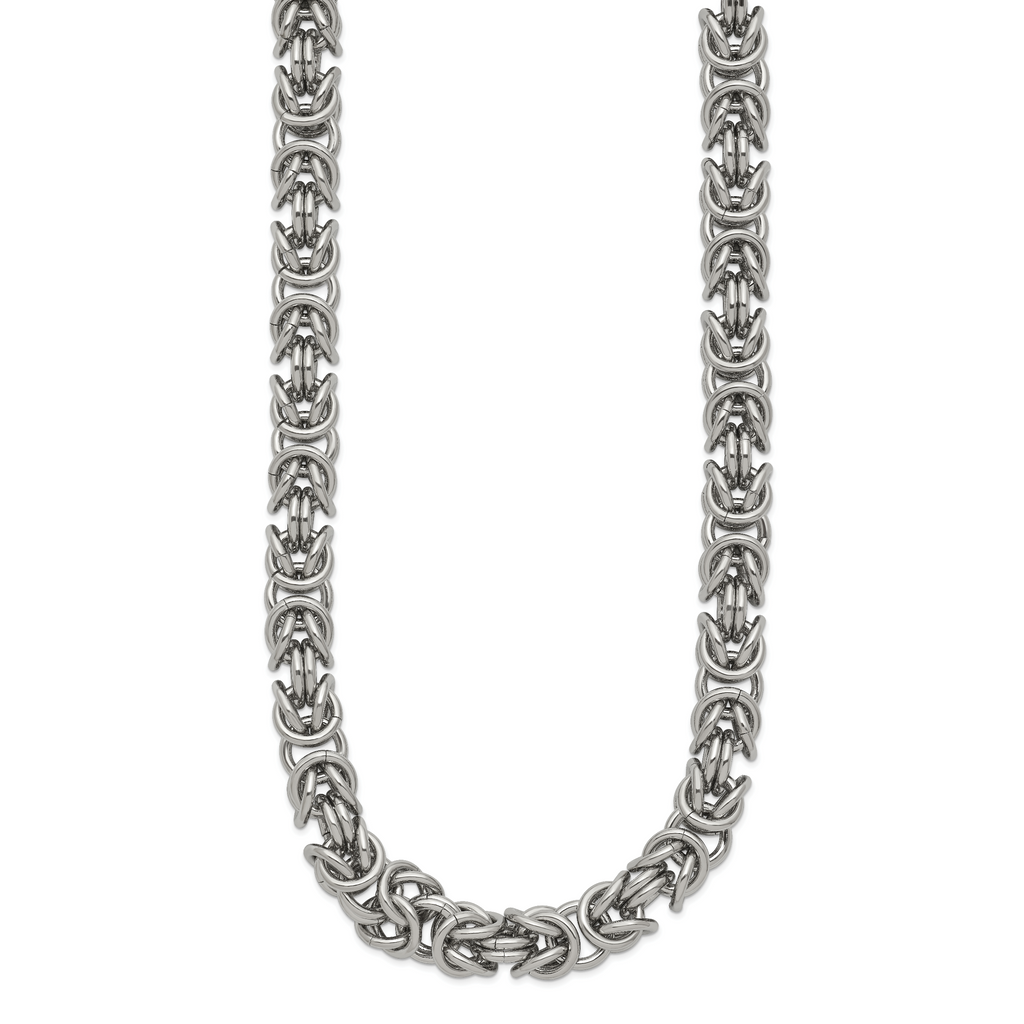 Men's Polished Byzantine Stainless Steel Chain Necklace 8mm