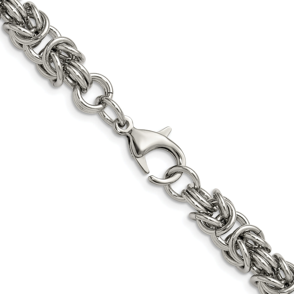 Men's Polished Byzantine Stainless Steel Chain Necklace 8mm