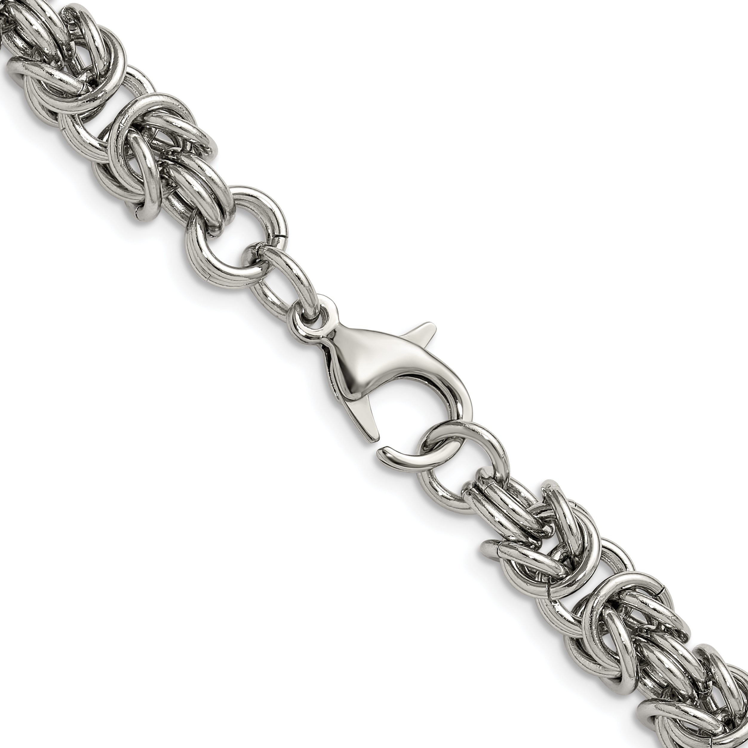 Men's Polished Byzantine Stainless Steel Chain Necklace 8mm