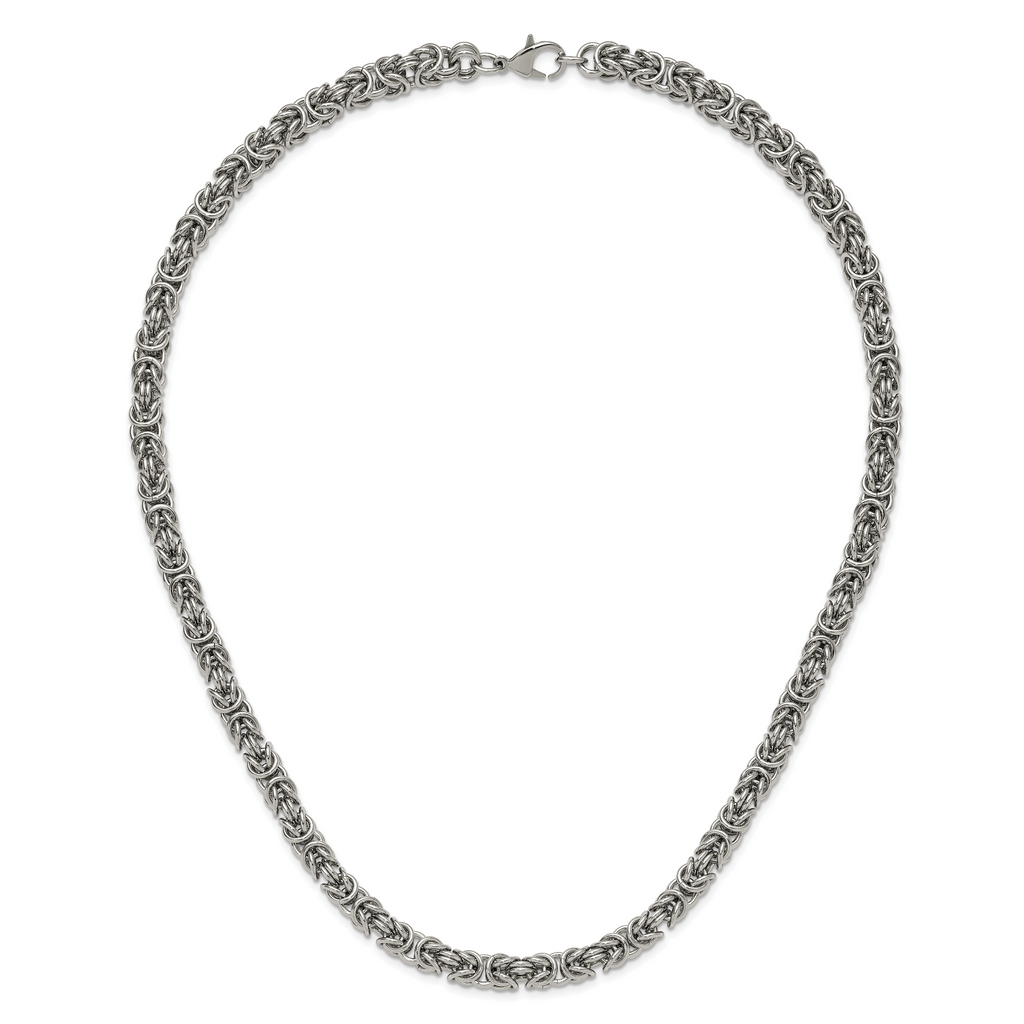 Men's Polished Byzantine Stainless Steel Chain Necklace 8mm