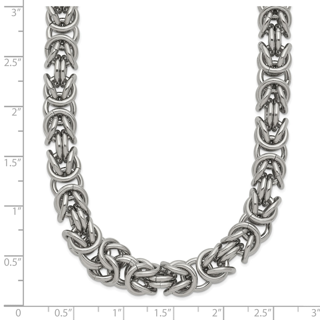 Men's Polished Byzantine Stainless Steel Chain Necklace 8mm