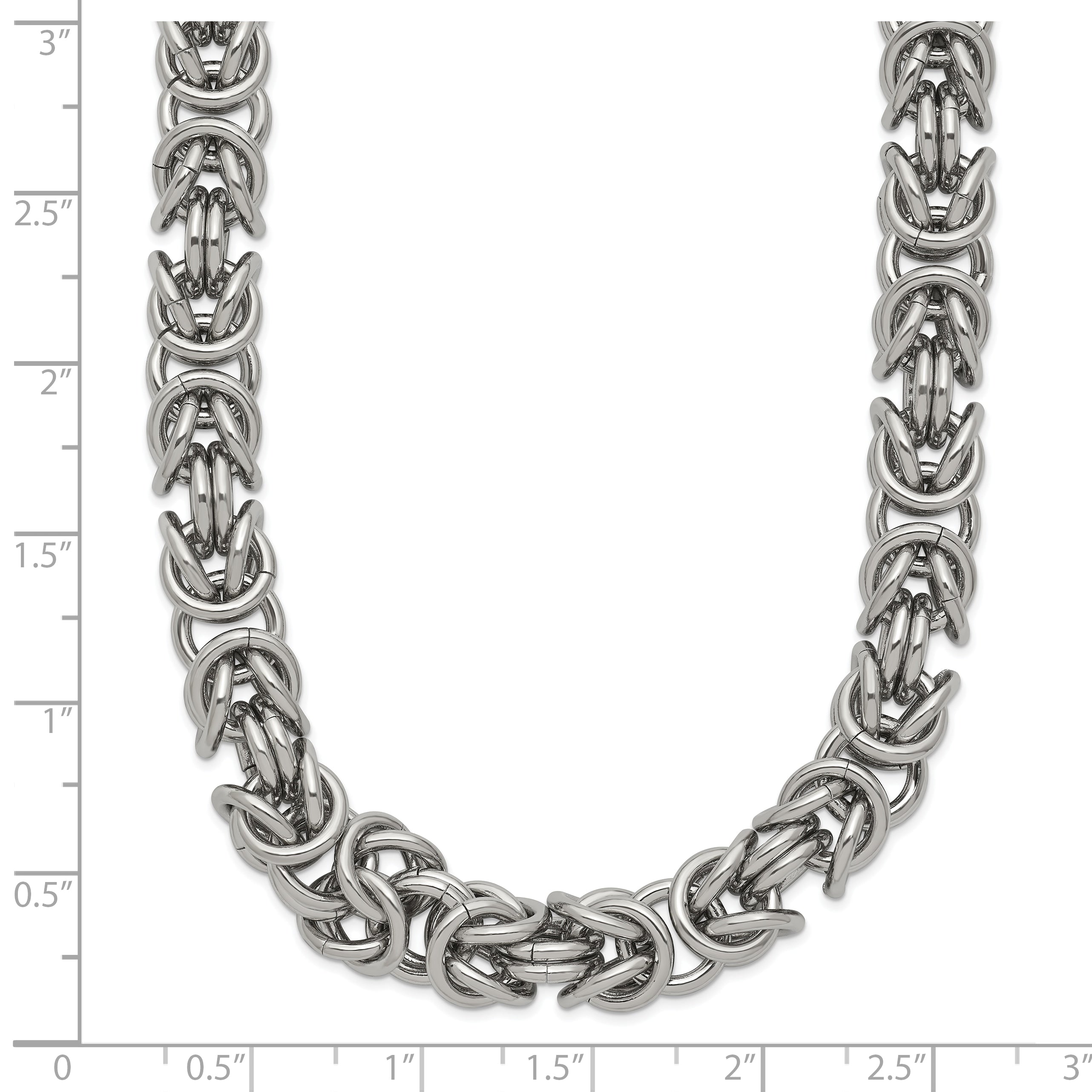Men's Polished Byzantine Stainless Steel Chain Necklace 8mm