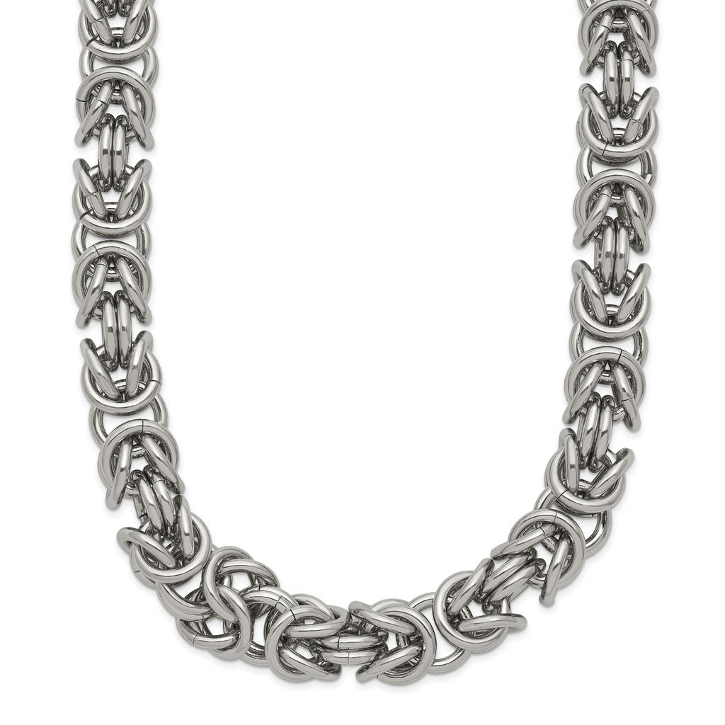 Men's Polished Byzantine Stainless Steel Chain Necklace 8mm