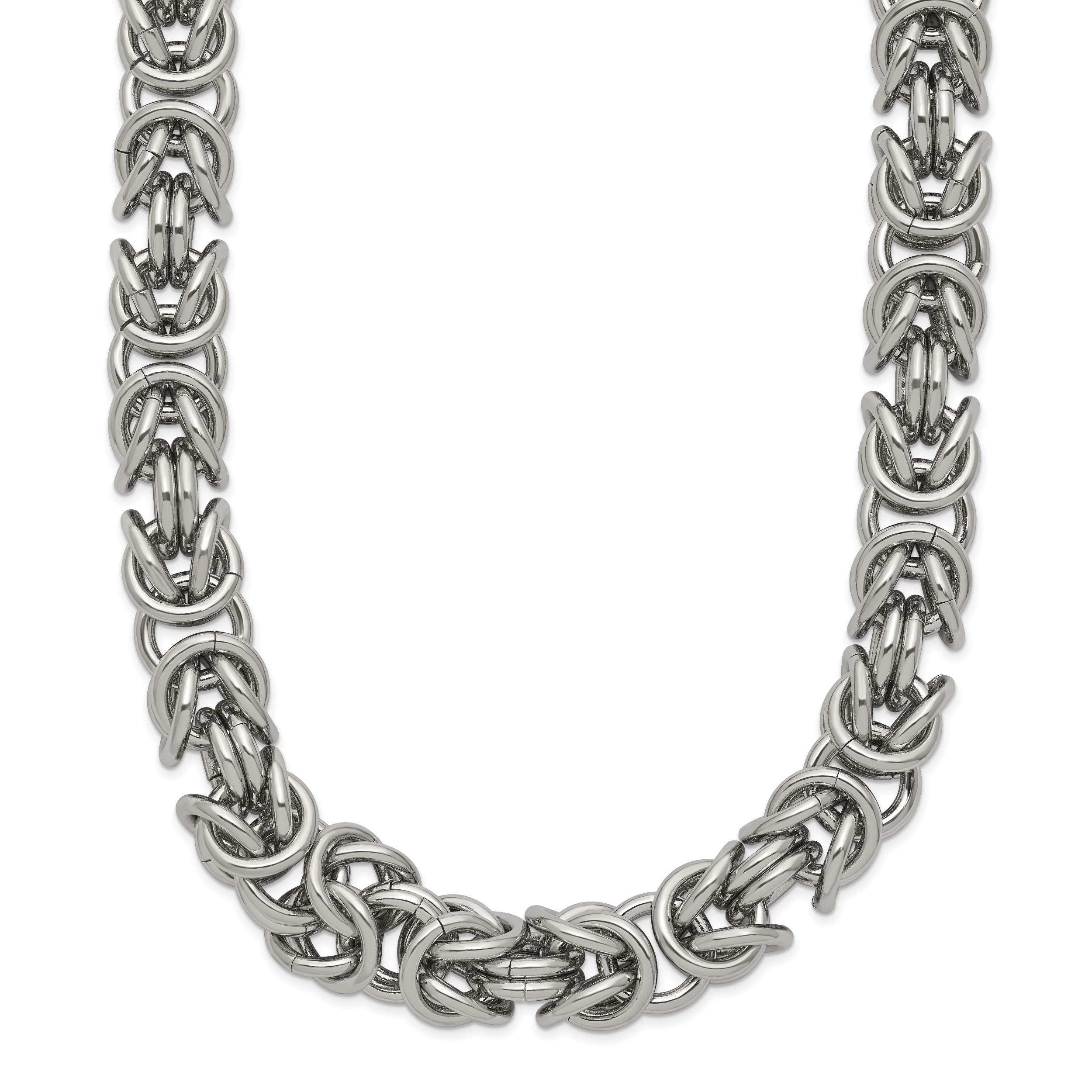 Men's Polished Byzantine Stainless Steel Chain Necklace 8mm