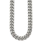 Men's Polished Stainless Steel Curb Chain Necklace 14mm