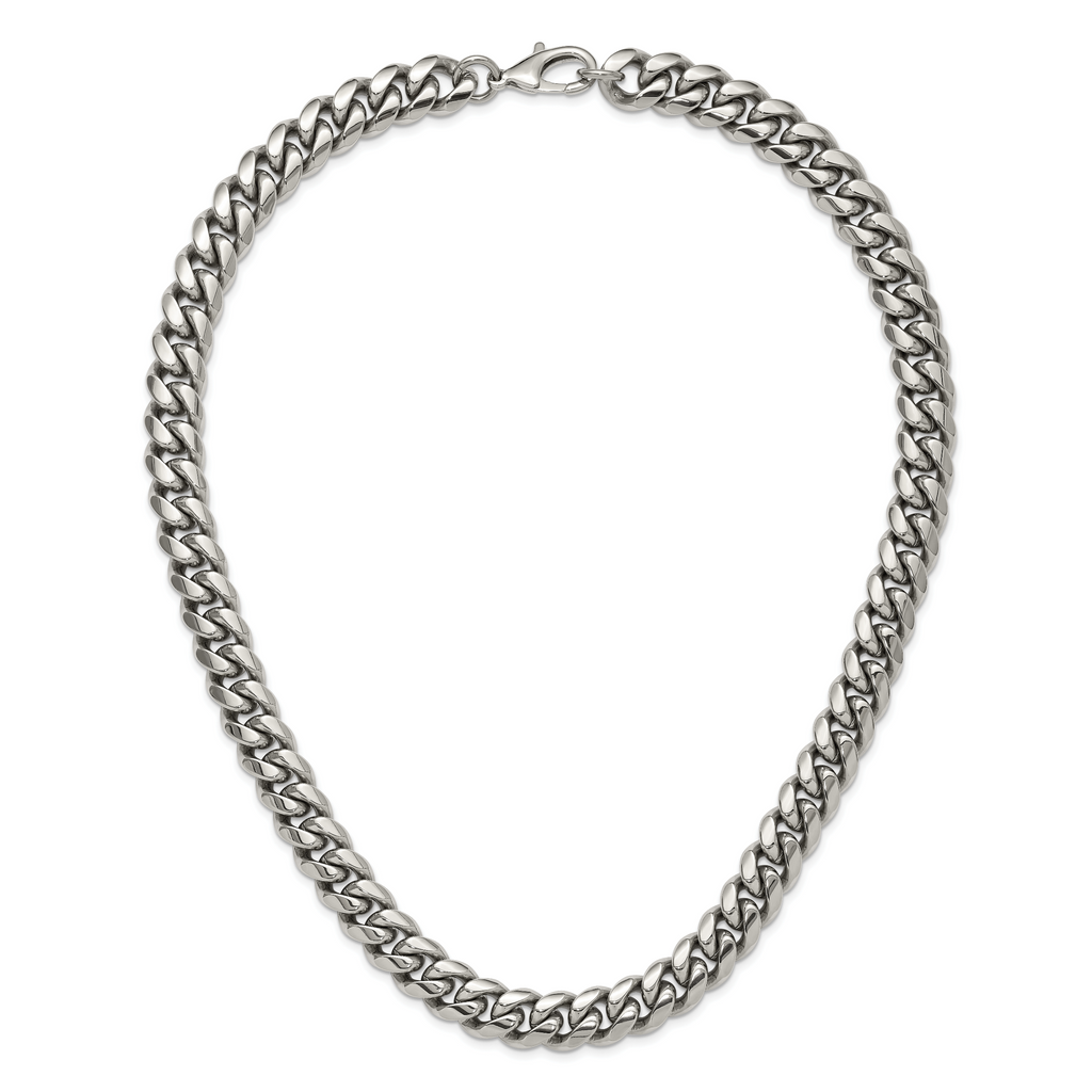 Men's Polished Stainless Steel Curb Chain Necklace 14mm