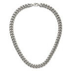 Men's Polished Stainless Steel Curb Chain Necklace 14mm