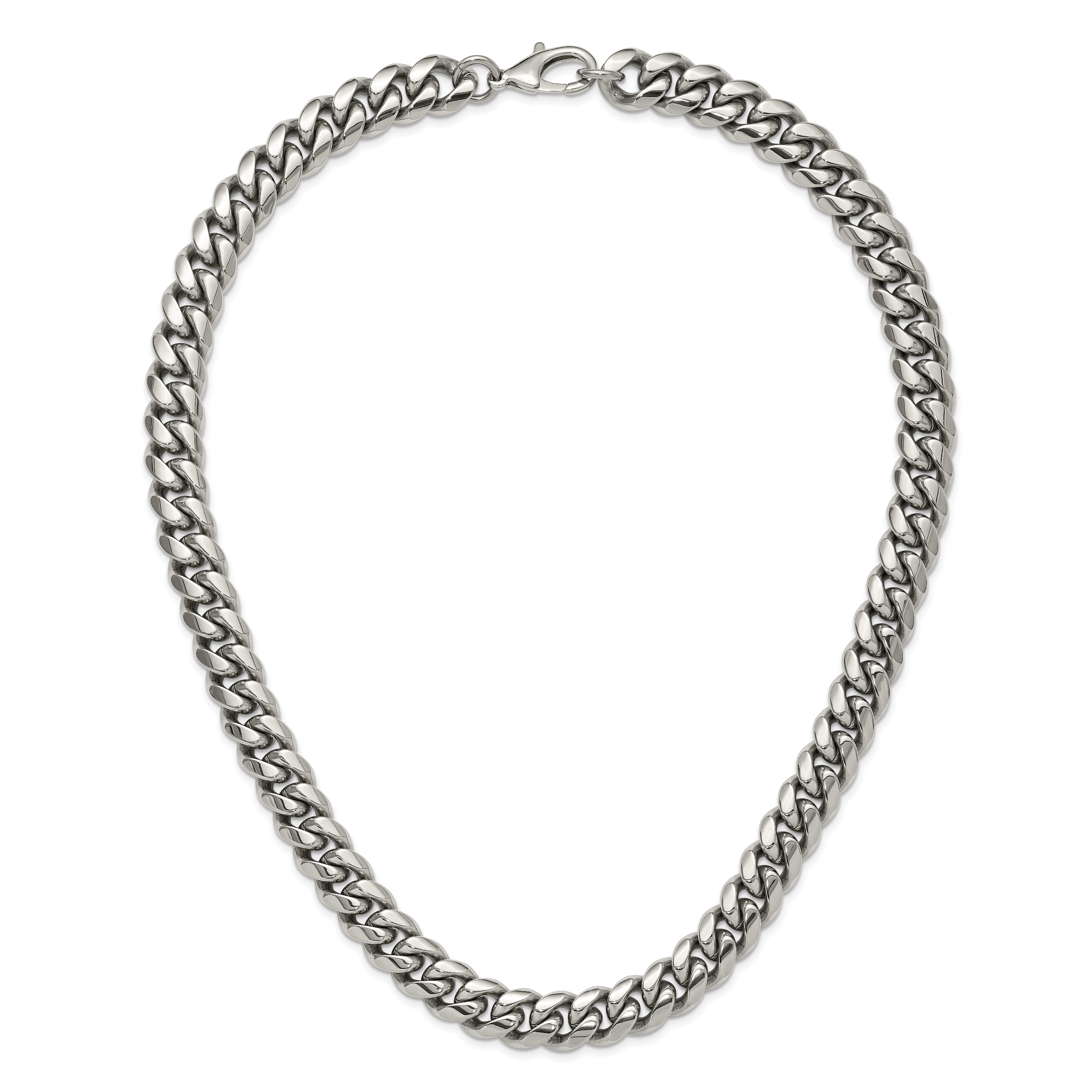 Men's Polished Stainless Steel Curb Chain Necklace 14mm
