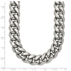 Men's Polished Stainless Steel Curb Chain Necklace 14mm