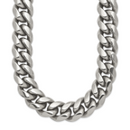 Men's Polished Stainless Steel Curb Chain Necklace 14mm