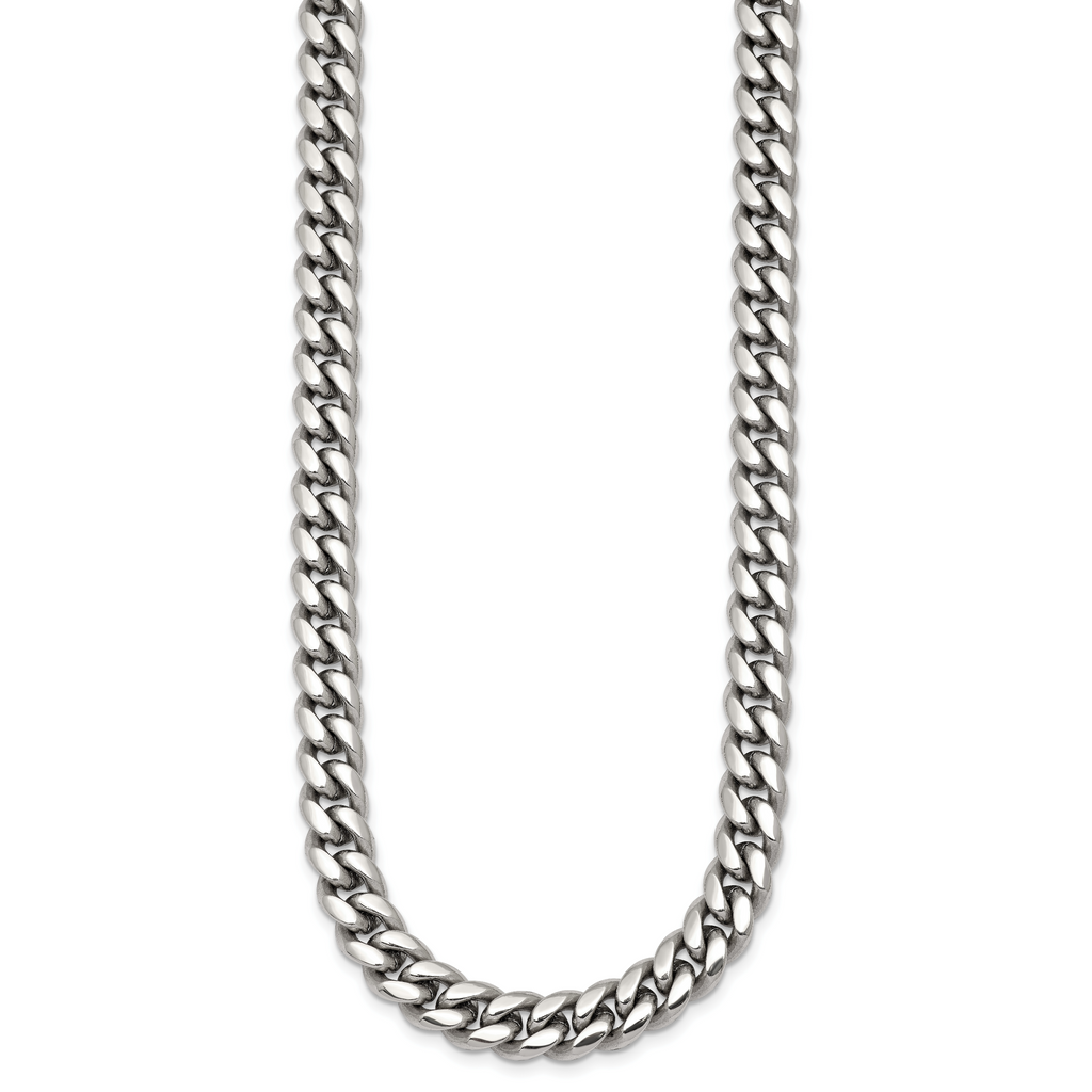 Polished Stainless Steel Curb Chain Necklace 8mm