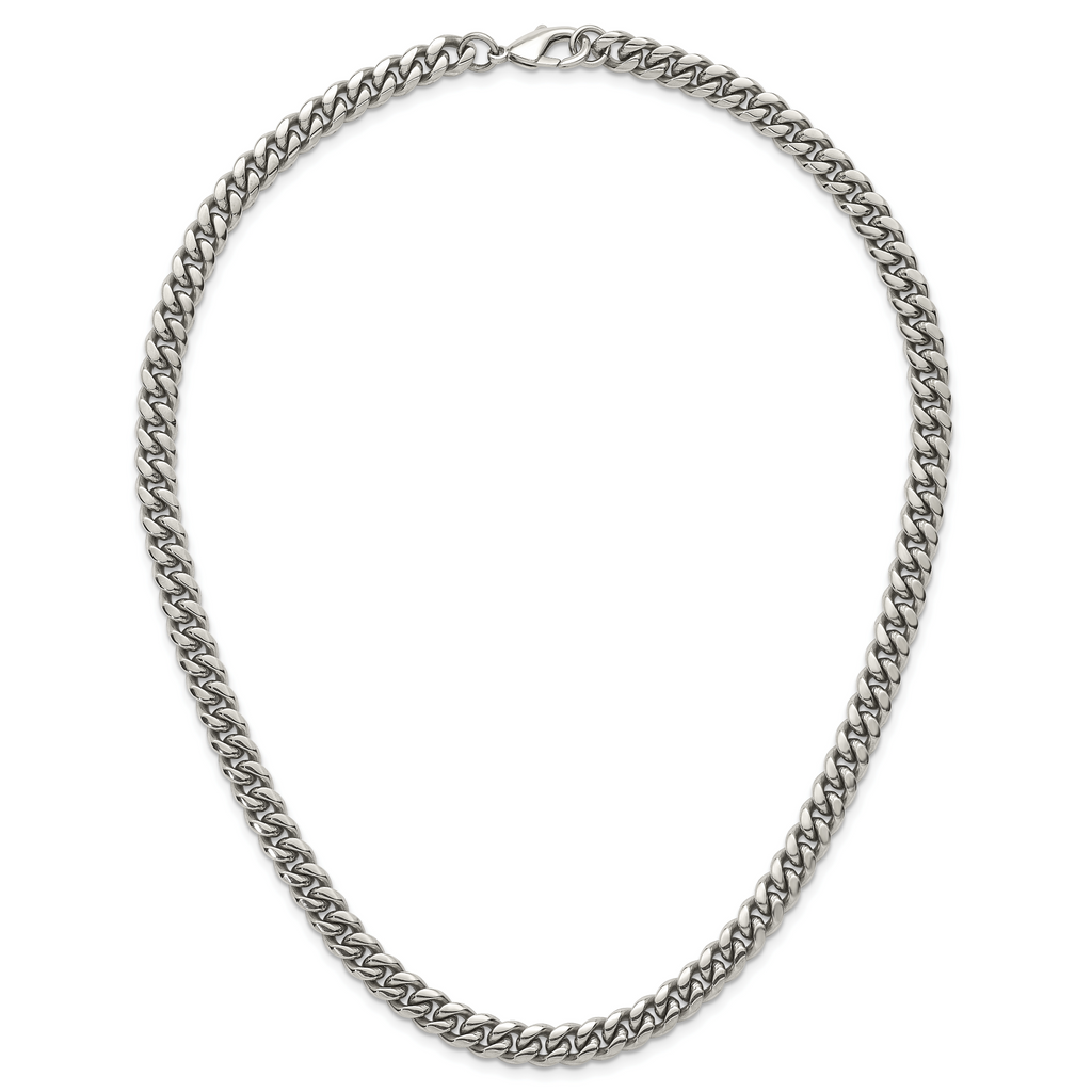 Polished Stainless Steel Curb Chain Necklace 8mm