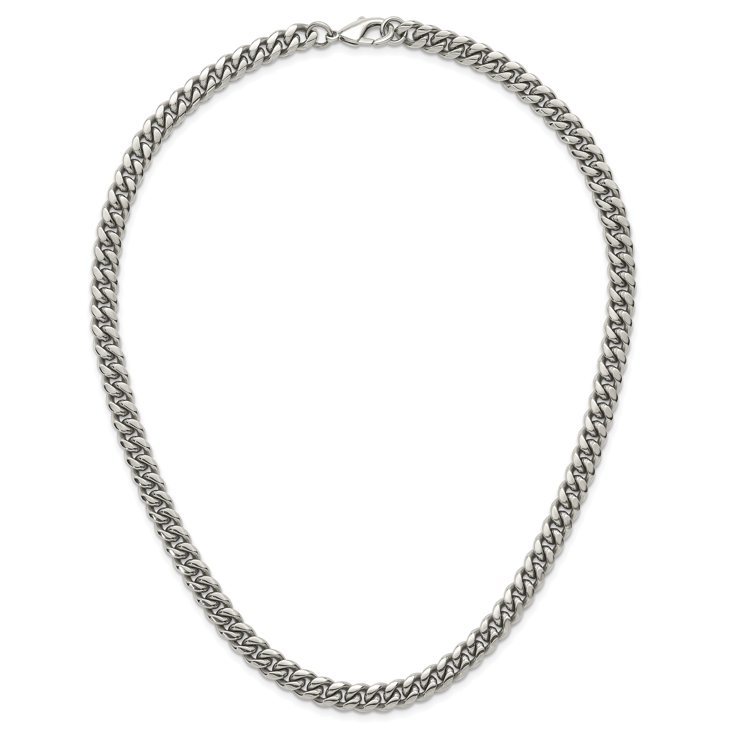 Polished Stainless Steel Curb Chain Necklace 8mm