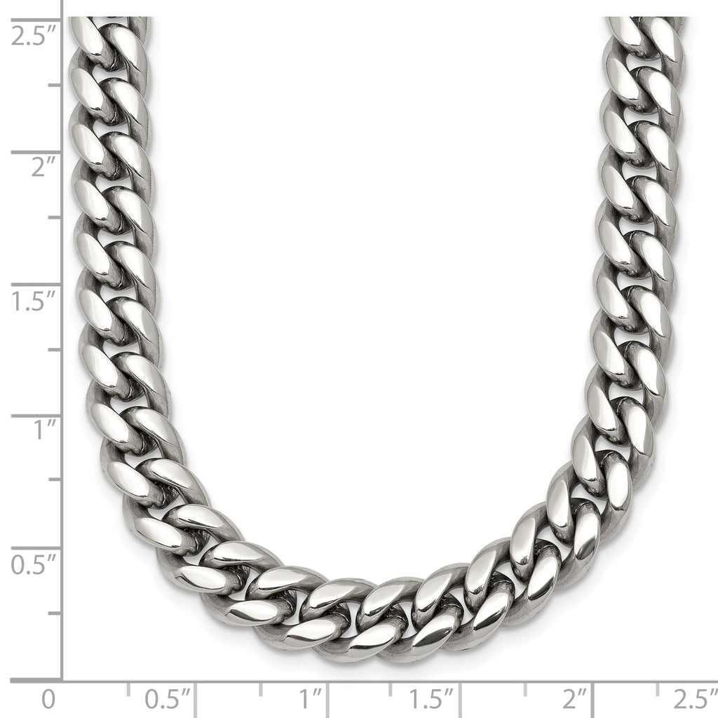Polished Stainless Steel Curb Chain Necklace 8mm