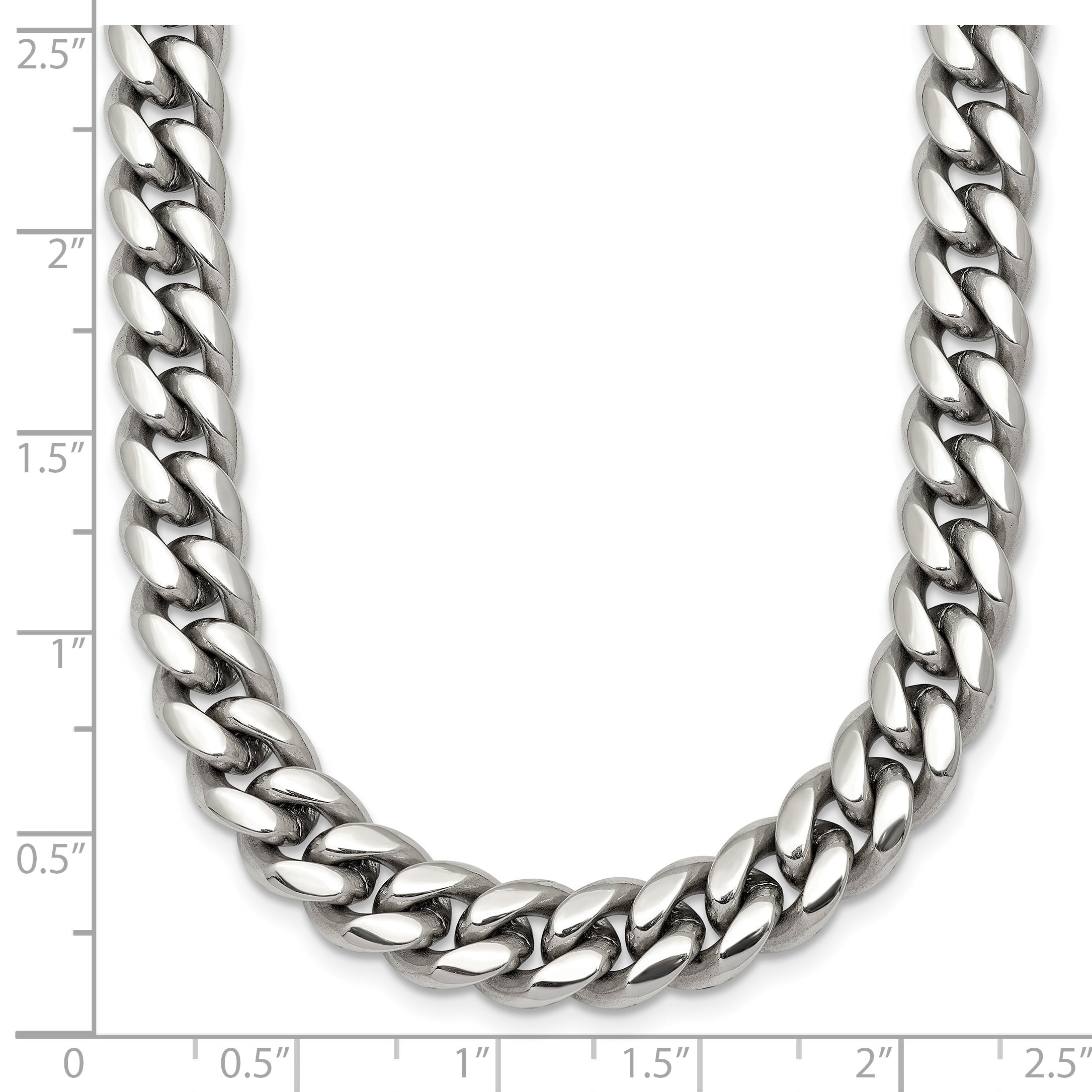 Polished Stainless Steel Curb Chain Necklace 8mm