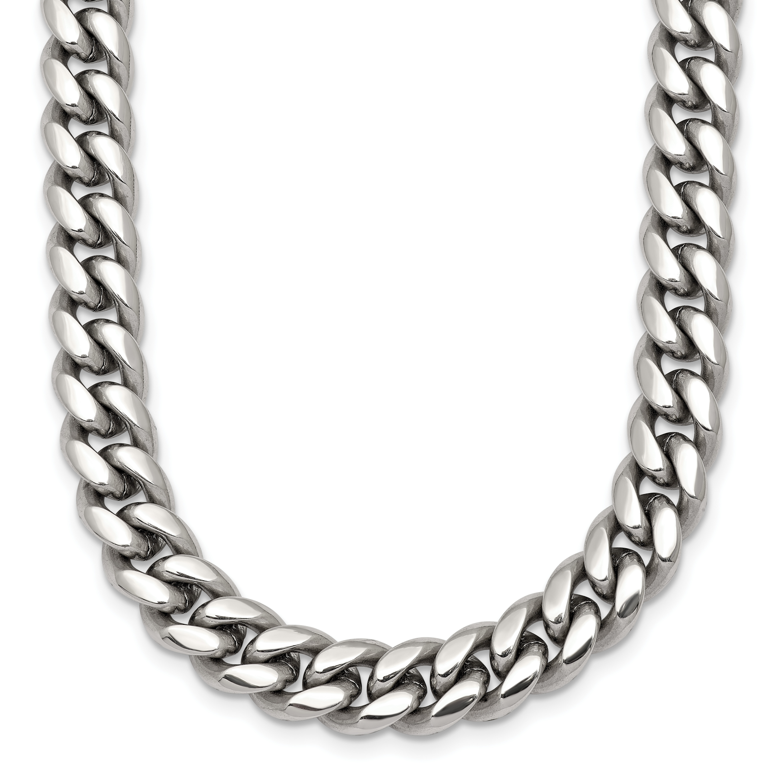 Polished Stainless Steel Curb Chain Necklace 8mm Main image