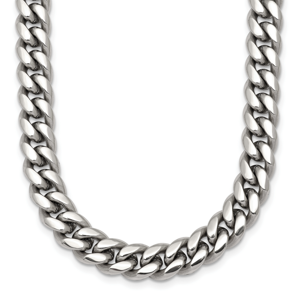 Polished Stainless Steel Curb Chain Necklace 8mm