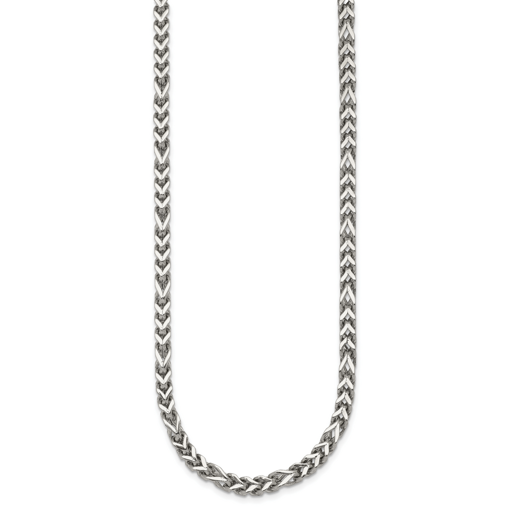 Polished Franco Stainless Steel Chain Necklace 4mm