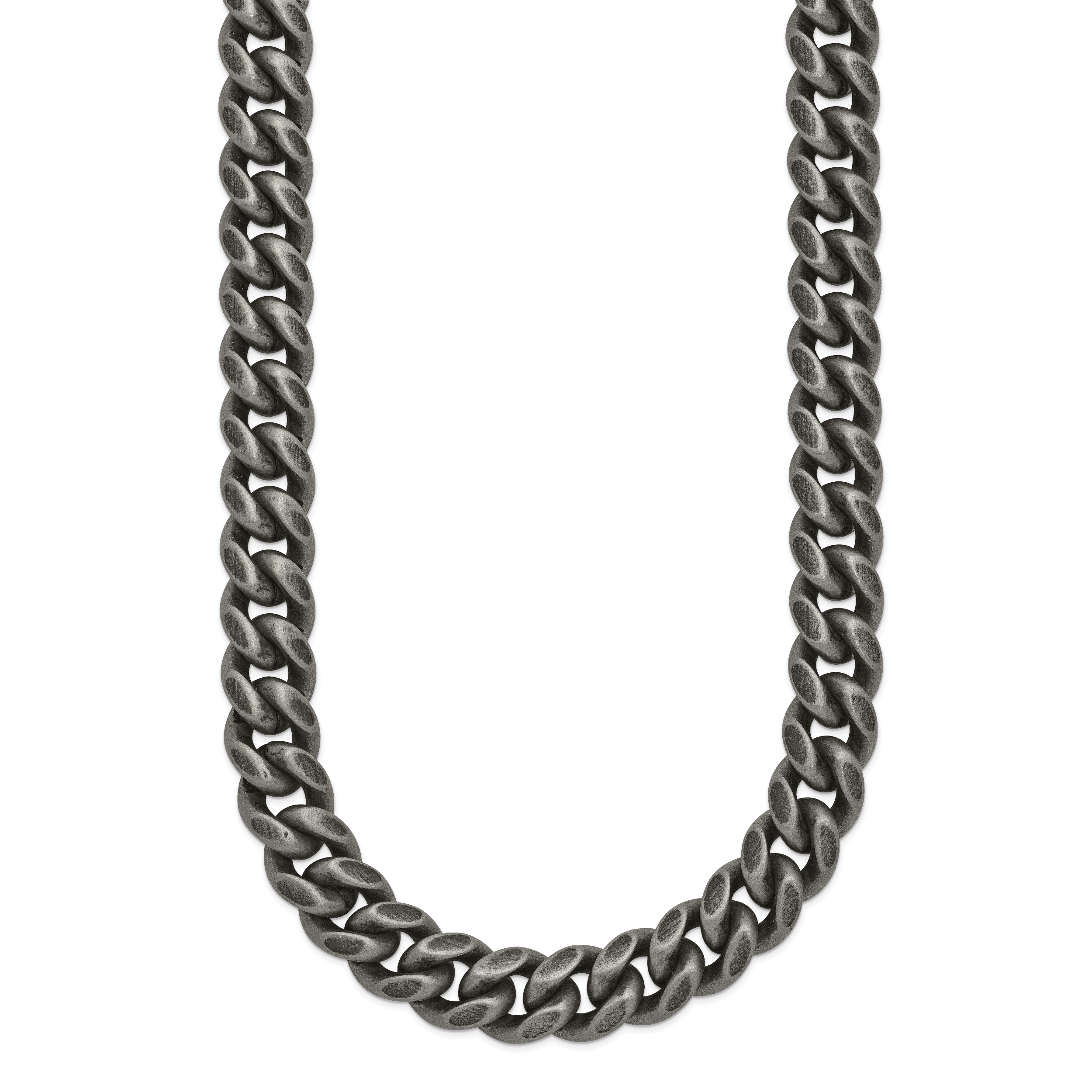 Men's Antiqued Stainless Steel Curb Chain Necklace 10mm Secondary image