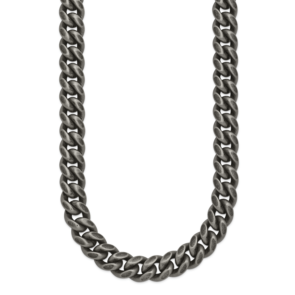 Men's Antiqued Stainless Steel Curb Chain Necklace 10mm