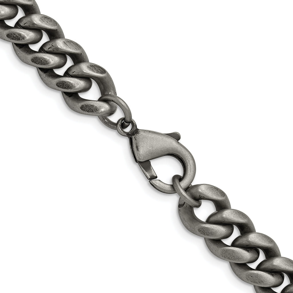 Men's Antiqued Stainless Steel Curb Chain Necklace 10mm